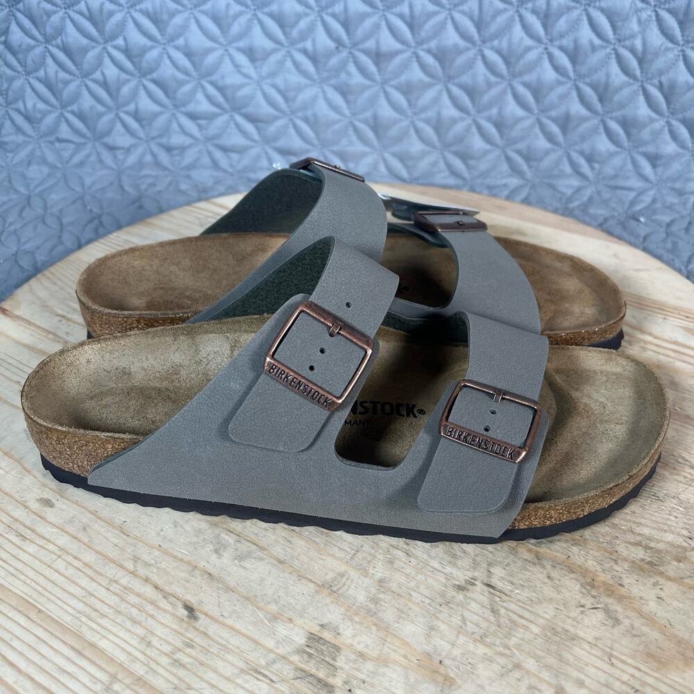 Birkenstock Sandals Mens 10 (43) Narrow Arizona Stone Gray NWT Leather Birkoflor